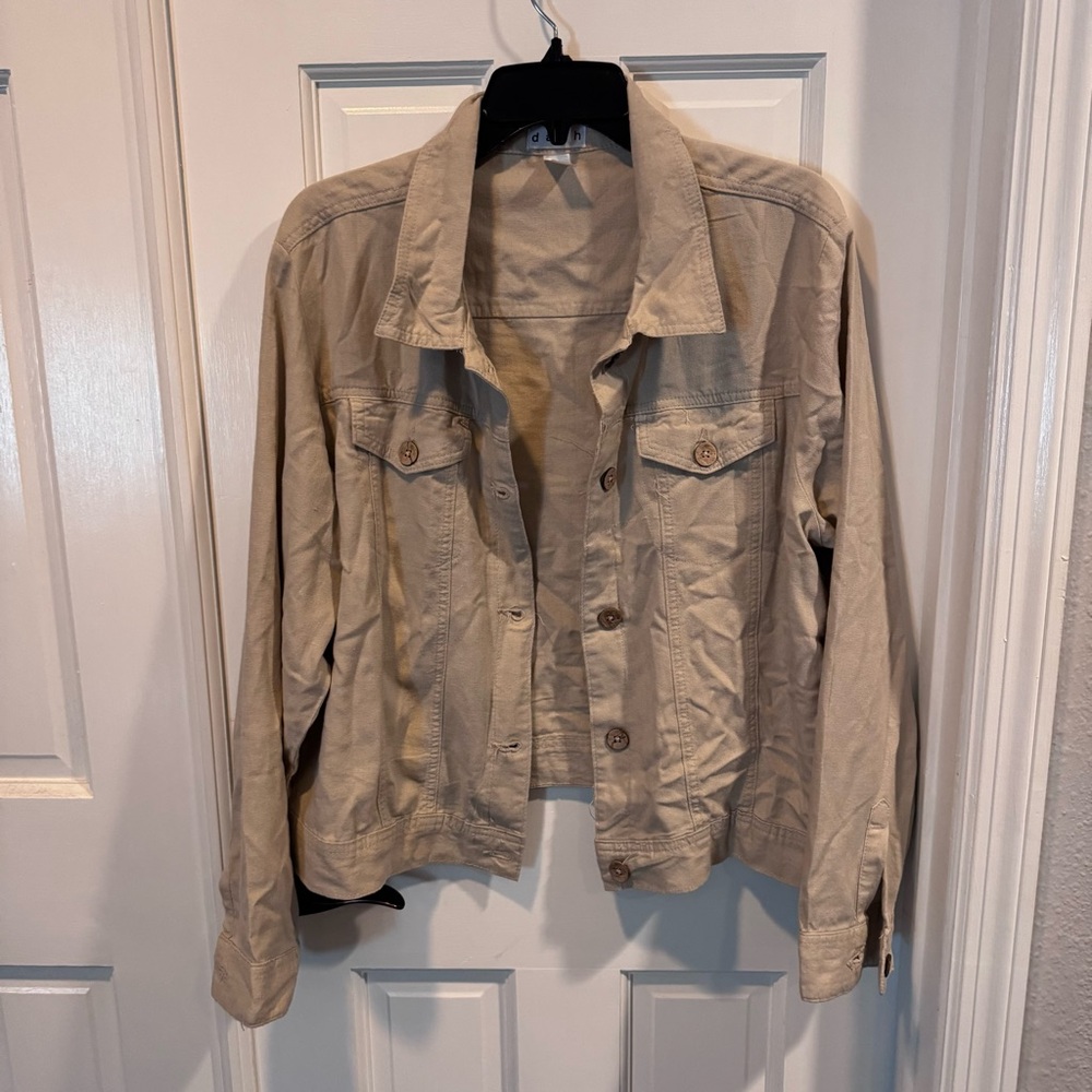NWOT da-sh Linen‎ Blend Jacket XL Beige Button Front Lightweight Utility